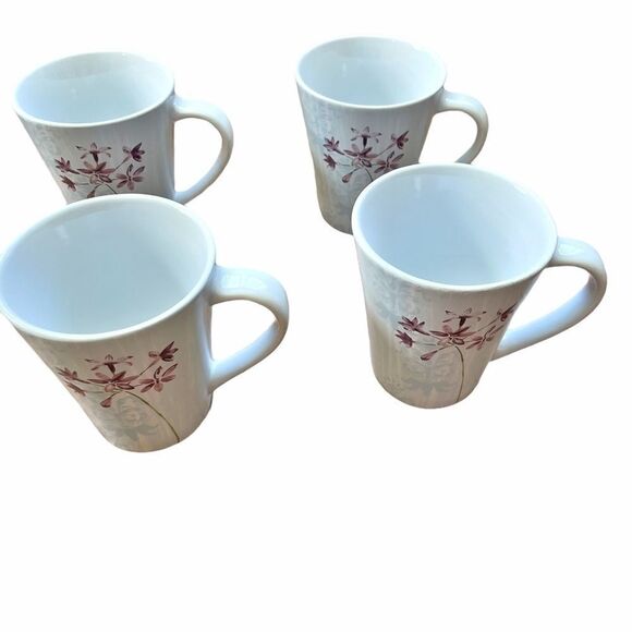 Corelle Set of 4 Cups Floral Agapanthus Detail - Picture 1 of 8